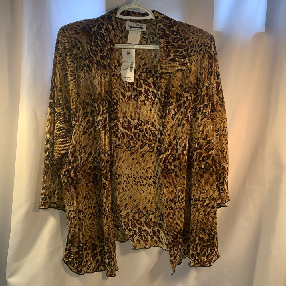 Enfocus Studio Flowing Open Cardigan Animal Print Size 18 NWT 3/4 Length Sleeves